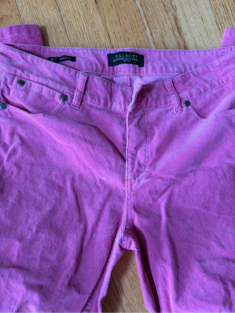 Talbots 4P Petite Hot Pink Corduroy THE FLAWLESS FIVE-POCKET CORD STRAIGHT-LEG